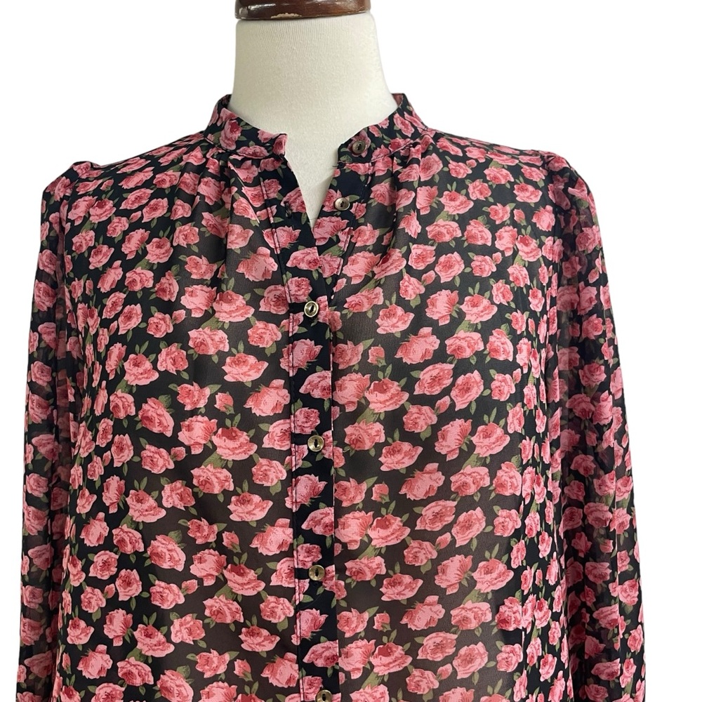 Azoe sheer button down blouse small - Picture 2 of 12